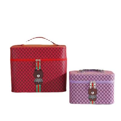 China Travel Cute Portable Storage Large Capacity Fashion Bear Cosmetic Bags And Box for sale