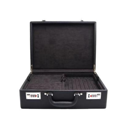 China Four-Layer Portable Professional PU Fashion Storage Password Cosmetic Jewelry Case for sale