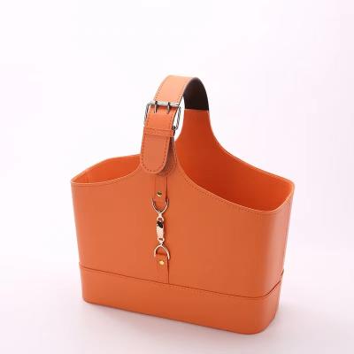 China Fashion Wedding Gift Bag Birthday PU Storage Gift Party Leather Packaging Basket for sale