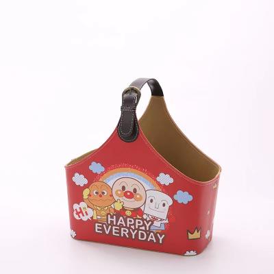 China Fashion Printing PU Leather Custom Empty Small Picnic Gift Basket Wholesale for sale