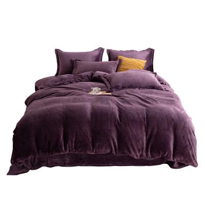 China Suowei OEM Nondisposable Floral Duvet Covers Wholesale Velvet Comforter Cover Sheets Comforter Sets Bedding Set Modern 4 Piece Velvet Set for sale