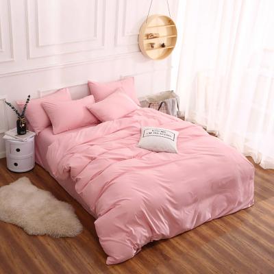 China Nondisposable Suowei Pink Bed Set 100 Microfiber Polyester Bedding Fabric Bed Sheets Item Duvet Cover Custom Made Bed Sheets for sale