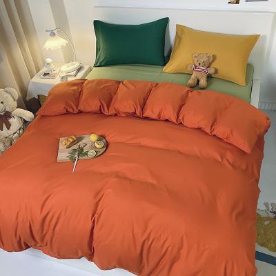 China Single De Edredon Sets Suowei OEM Polyester Fabric Solid Colors Sheet King Bed Covers Comforter Bedding Set for sale