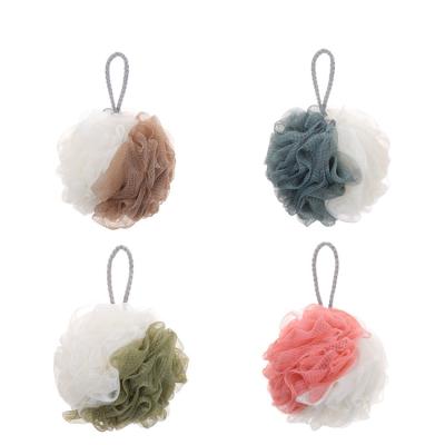 China EXFOLIATE wholesale two colors pe mesh shower bath ball body scrubber bath flower balls for sale