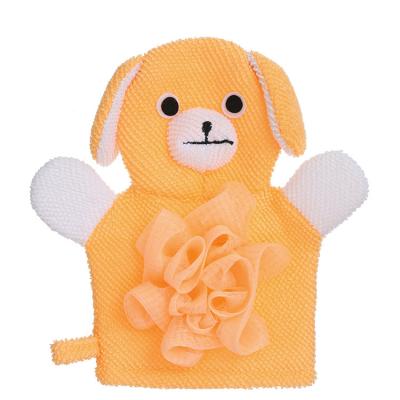 China EXFOLIATE New Arrival Soft Cute Body Bath Glove Cartoon Baby Shower Bath Cleaning Glove for sale