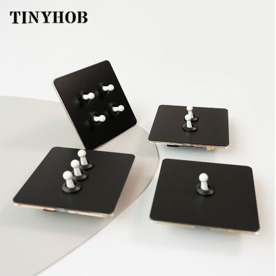 China Metal Style Matte Black Household Wall Switch Panel Type Single Lever Switch SW-3770 86 Lever Brass Black/White for sale