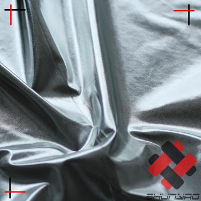 China Tear-Resistant Shiny Polyester Silver Foil Fabric For Garment And Toy for sale