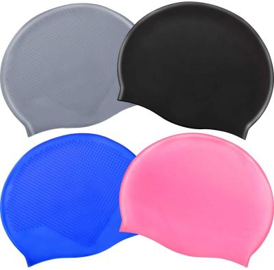 China Waterproof Bathing Non Slip 100% Silicone Swim Caps For Long Hair for sale