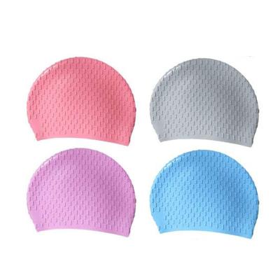 China Anti Corrosion Waterproof Silicone Swim Cap Curly Hair Suitable for sale