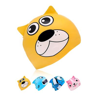 China Animal Silicone Childrens Waterproof Swimming Caps Harmless Averting Wet Hair for sale