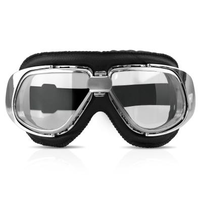 China Schwarze lederne Flieger-Motorcycle Goggles Photochromic-Linsen für Sturzhelme zu verkaufen