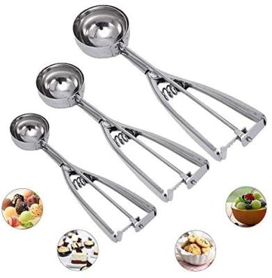 China Kitchen Tool 3Pcs Cuchara Para Helados Eco-friendly Sustainable Stainless Steel Spoon Cookie Ice Cream Scoop for sale