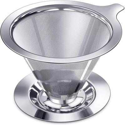 China Reusable Stainless Steel Sustainable Coffee Filter Pour Over Coffee Filter Cone Coffee Dripper for sale