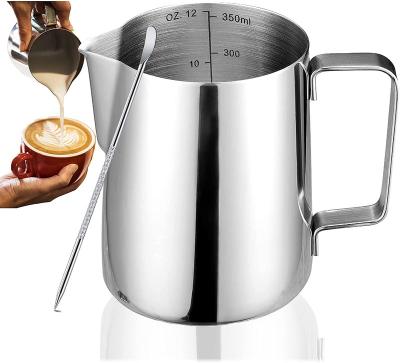 China Art Garland Frother Barista Stainless Steel Tropical Custom Espresso Latte Coffee Frothing Pitcher Milk Jug for sale