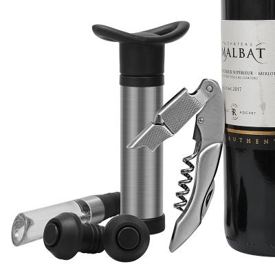 China Custom Reuasble Logo Screw Pull Wine Opener Metal Wine Bottle Stopper Aerator Pourer Mouth Gift Set for sale