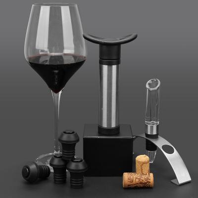 China Reuasble Premium Bar Tool Vacuum Wine Stopper Pump Customized Set With Wine Pourer Aerator Air Dispenser Venting Mouth for sale