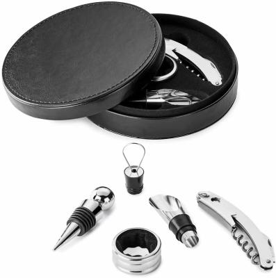 China Luxury Reuasble Wine Accessories Wine Bottle Opener Aerator Gift Set With Corkscrew Server Cork Set for sale