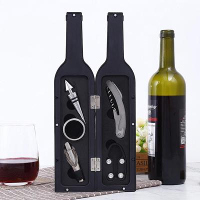 China Reusable Shaped 5 Piece Stainless Steel Bar Tool Wine Bottle Opener Set Kit Wine Bottle Set Accessory for sale