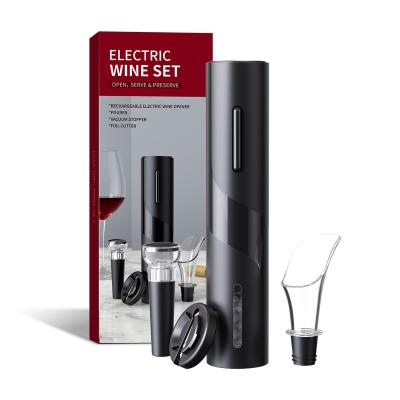 China Promotional Easy To Use Electric Battery Operated Automatic Wine Opener Compressor Cork Aerator Pourer Gift Set for sale