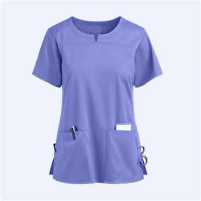 China Hot Sale Hospital V-Neck Hospital Uniforms Medical Nursing Scrub Uniform Scrub Short Sleeve Tops Trotter Pants Nurse Uniform Women for sale