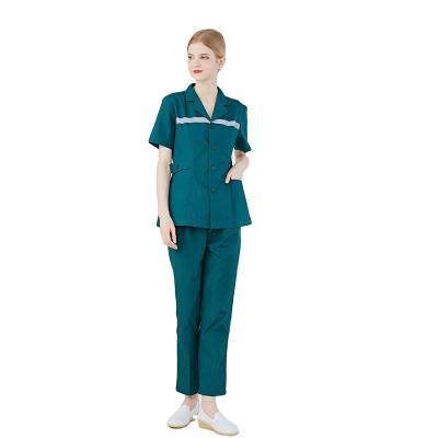 China Hospital Scrub Nurse Uniform Scrubs Set Solid Color Top and Pant Short Sleeve Unisex Surgical Uniform for sale