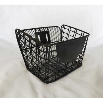 China As Bicycle Decor To Store Anything Black Metal Bicycle Baskets / Steel Wire Mesh Basket For Adult Bike for sale