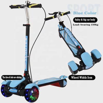 China 2019 new design PU sky-bule color ride on plastic floding baby scooter toys cars without seat for sale for sale