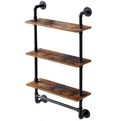 China Industrial Industrial 3-Tier Pipe Wall Mount Shelves Rustic Storage Shelves Floating Shelves Wall Mount Shelf for sale