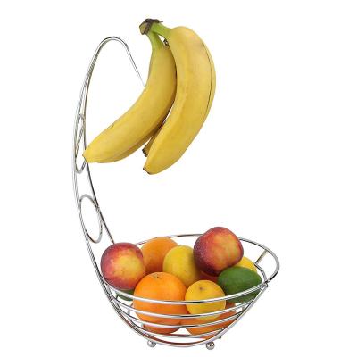 China Sustainable Banana Fruit Bowl Display Basket With Banana Hanger for sale