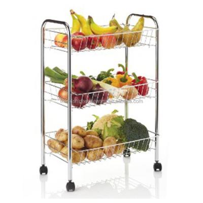 China Viable Manufacturer Practical And Durable Chrome Plated Storage Three Tier Cart for sale