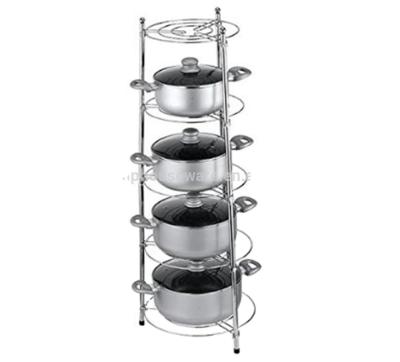 China Manufacturer Chrome Five Tier Kitchen Pan Stand Saucepan Pot Rack Viable Storage Holders & Racks for sale