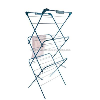 China Factory Wholesale Multifunctional Strong Three Layer Stainless Steel Portable Folding Clothes Drying Rack for sale