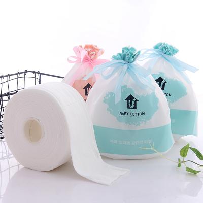 China Hypoallergenic Universal Cotton Cloth Soft Dry Facial 100% Cotton Wipes Roll For Sensitive Skin for sale