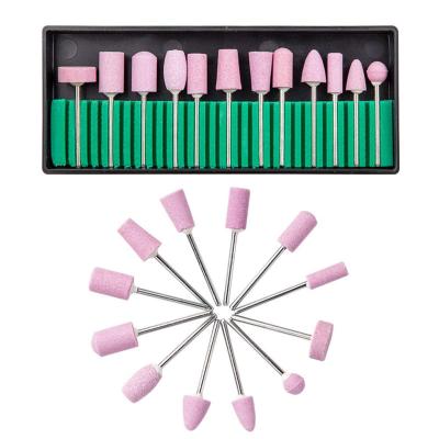 China Used For Nail Surface Polishing Pink Type Nail Drill Bit 6 Shape Nail Drill Bit 12 Pcs Different Sizes / Set Tungsten Carbide Nail Drill Bit for sale