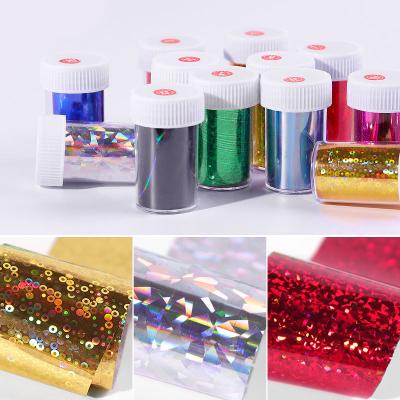 China Beautiful Design Starry Sky Plastic Stars Nail Art Stickers Tips Wraps Foils Transfer Nail Foil Rolls for sale