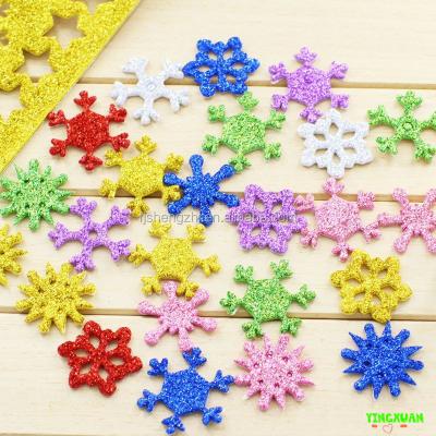 China 6pcs/lot Eco-friendly Glitter EVA Foam Sheets DIY Opens Snowflake Material Five-pointed Star Self Adhesive Sticker for sale