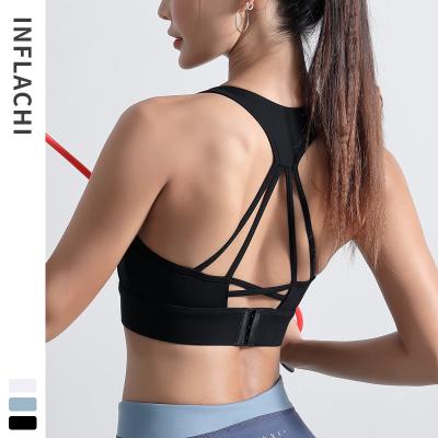 China 2021 Fashion Breathable Custom Strap Comfortable Women Sports Yoga Vest Backless Bra for sale