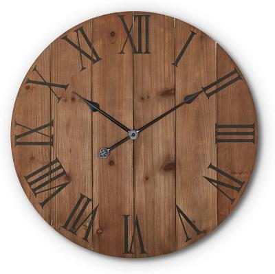 China Antique Rustic Wooden Farmhouse Style Decor Kitchen/Bedroom AirBnB Decor Drums Clock for sale