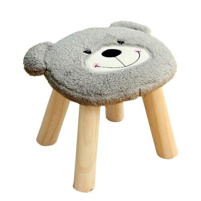 China Cute Kids Panda Stool Solid Wood Fabric Handmade Flannel Sofa Stool for sale