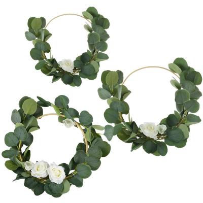 China 3 Pieces Handmade Circle Floral Wreath Garland Vine Eucalyptus for sale