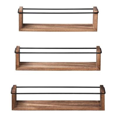 China Sustainable Wall Mounted Wooden Spice Rack Spice Rack Organizer With An Elastic Spring Band for sale