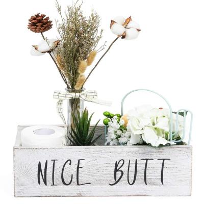 China Nice Handmade Farmhouse Butt Rustic Bathroom Decor Box Toilet Paper Holder for sale