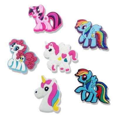 China Hobble Charm Cartoon Pattern Horse Charms Unicorn Shoe Charms PVC Charms For Sandals PVC Sandal Amulet Girl Gift for sale