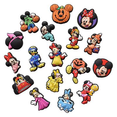 China Hoop Charms Decorations One Set 17pcs Cartoon Wholesale PVC Hoop Shoe Charms Amazon Shoe Croc Soft Rubber Charms As Gift For Kid for sale