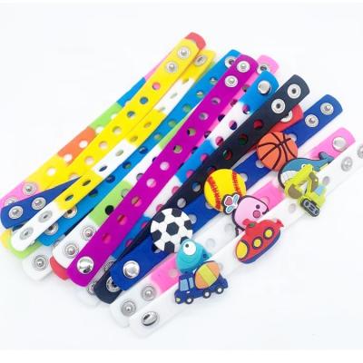 China HOT SALE Cute Multi Color SPORTS BRACELSilicone Wristband Bracelets With Holes For Shoe Croc Buckle Accessories Shoe Charm 18CM for sale