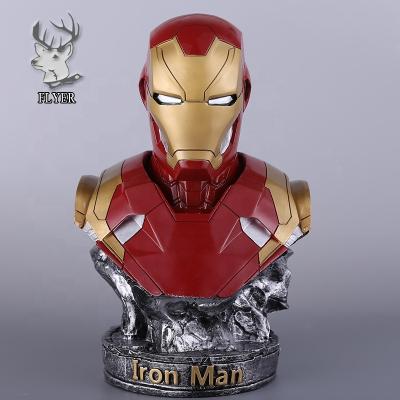 China Europe Home Office Decoration Resin Figures Fiberglass Iron Man Head Sculpture for sale