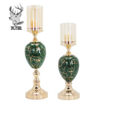 China Modern style factory wholesale luxury home ornaments decoration glass candle holders for sale