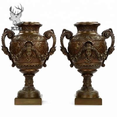 China New classic/postmodern large size pairs of antique bronze brass vase for garden decoration for sale