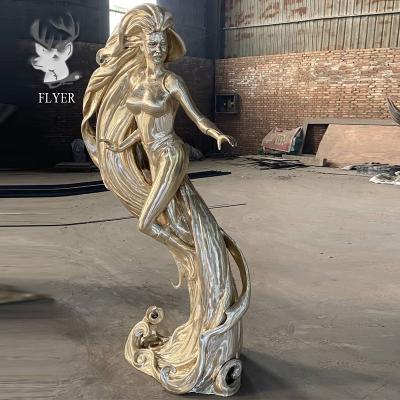 China Custom Life Size Bronze Outdoor Garden Decor Statue Europe Mermaid Bronze Sculpture for sale