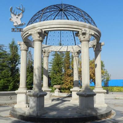 China Modern Custom Natural Solid White Marble Gazebos Sales Promotion Garden Stone Gazebo for sale